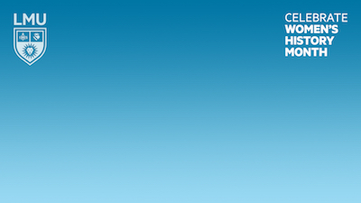 Blue LMU Zoom Background for Women's History Month